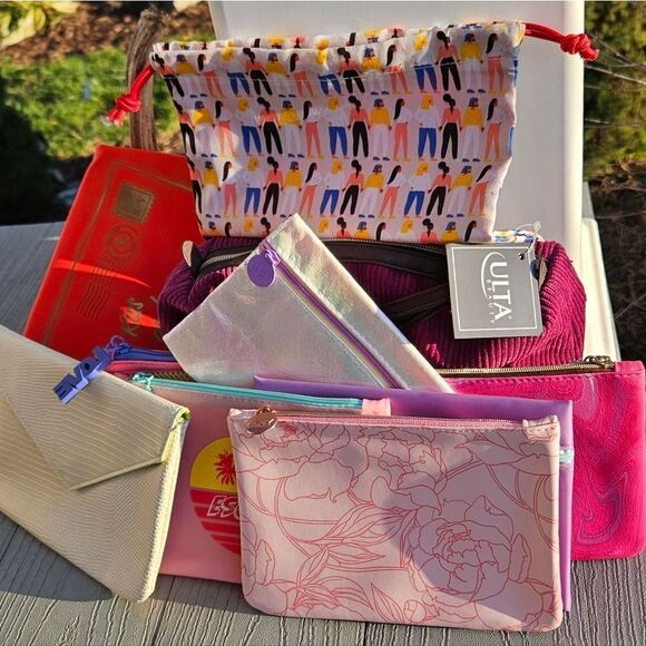 Makeup bag bundle 10 new zip & drawstring bags ipsy & ulta - Picture 3 of 14